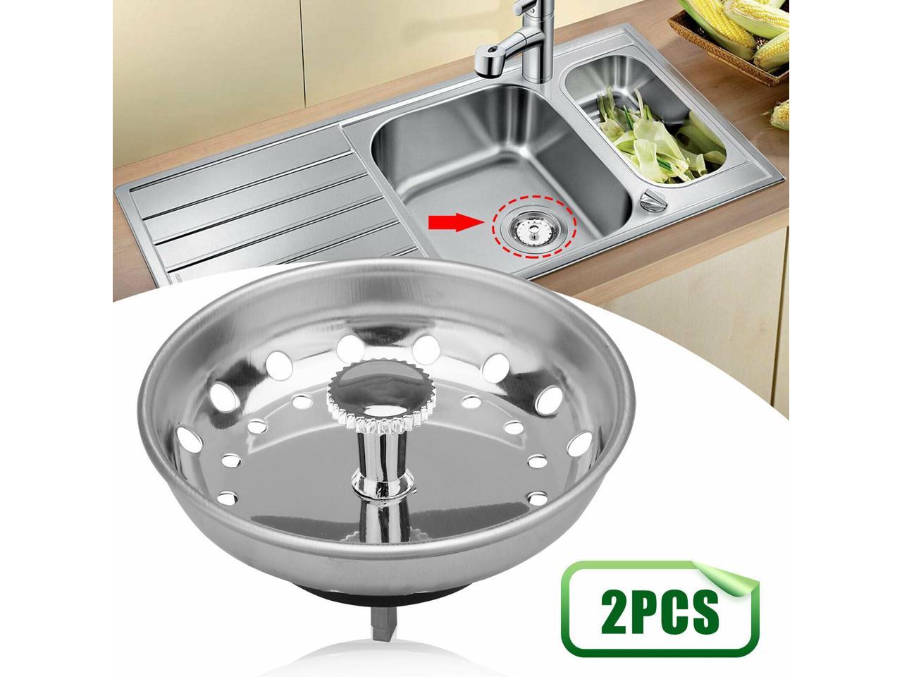 Stainless Steel Home Kitchen Sink Drain Stopper Basket Strainer Waste Plug I2
