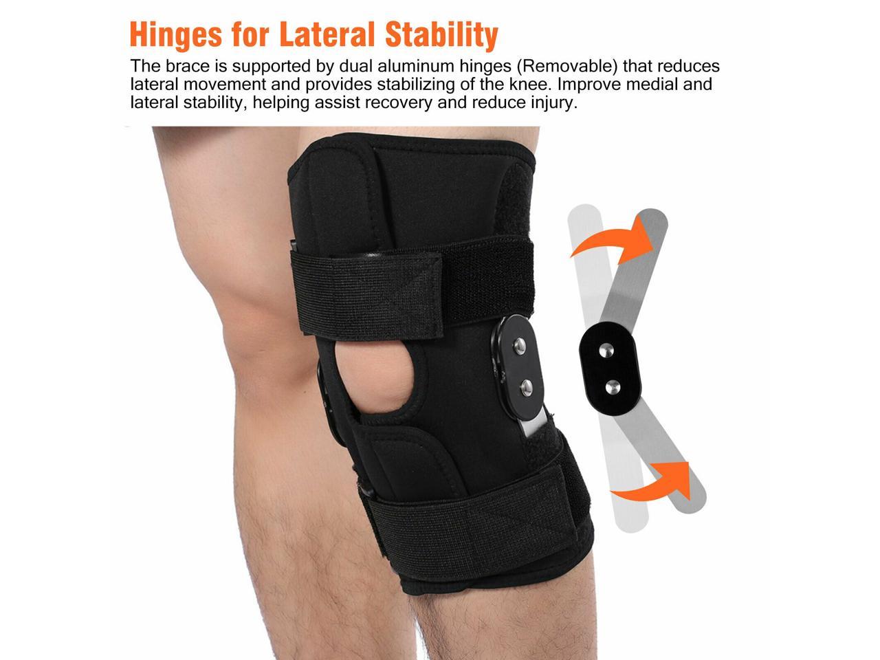 Knee Brace Hinged Compression Sleeve Joint Support Open Patella Stabilizer Wrap 
