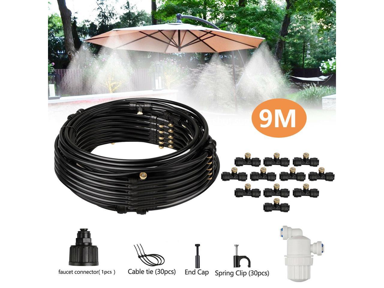 30FT Outdoor Patio Water Mister Mist Nozzles Misting Cooling System Fan Cooler