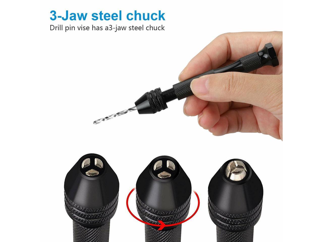 Mini Micro Twist Drill 0.3-1.6mm HSS Bit Set Hand Spiral Pin Vise Jewelry SM