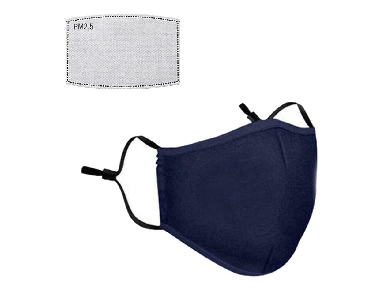 Face Mask With PM2.5 Filter Black Reusable Breathable Unisex Double