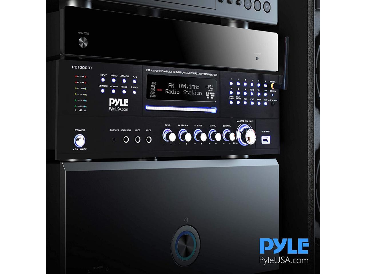 4 Channel Pre Amplifier Receiver 1000 Watt Rack Mount Bluetooth Home TheaterStereo Surround