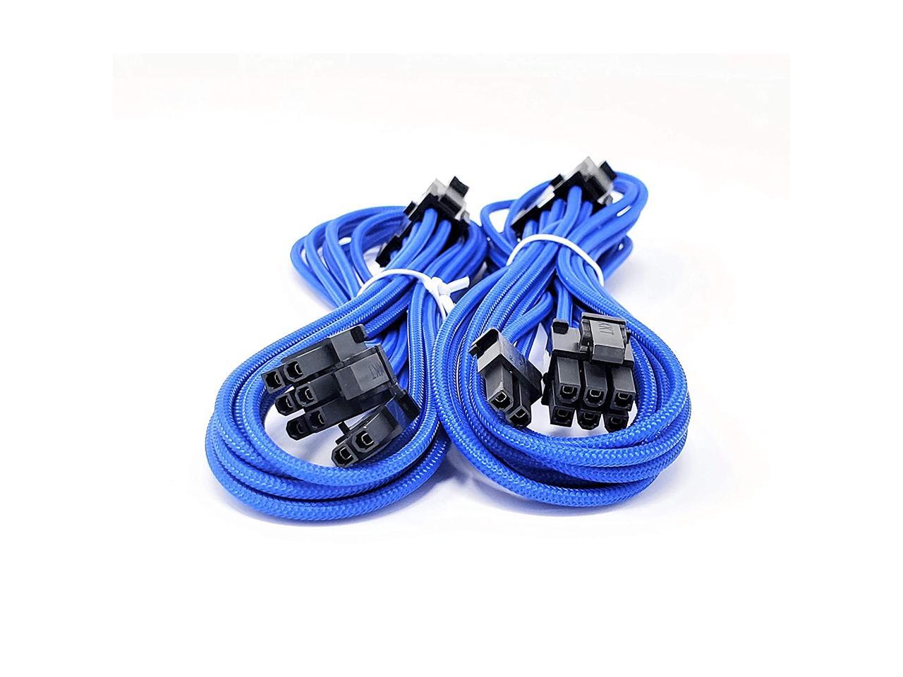 MICRO CONNECTORS, Inc. Premium Sleeved PSU Cable Extension Kit Blue