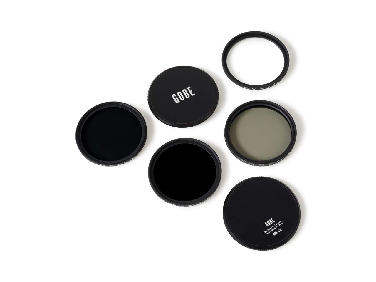 Gobe 37mm UV, Circular Polarizing (CPL), ND8, ND1000 Lens Filter Kit