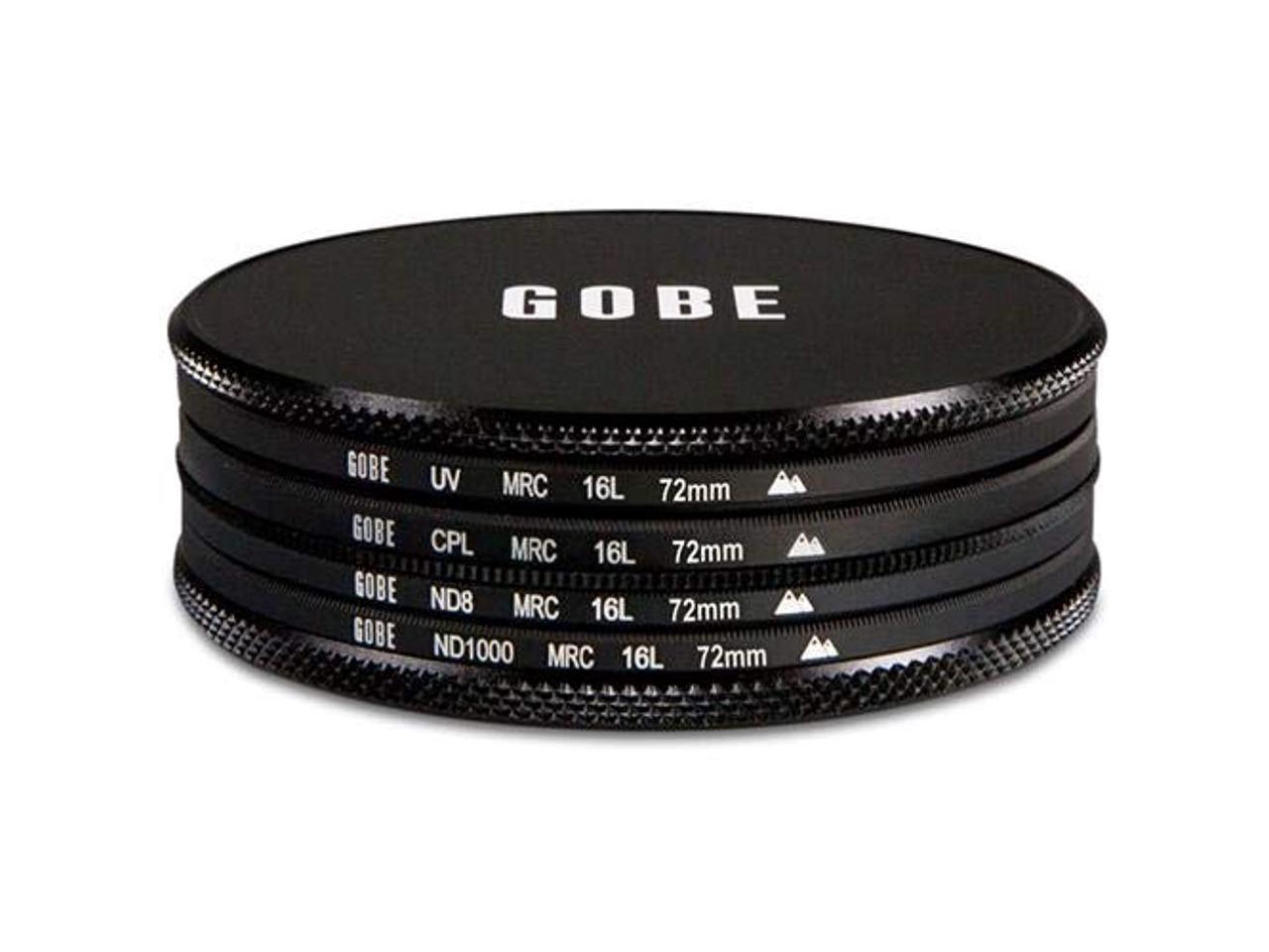 Gobe 72mm UV, Circular Polarizing (CPL), ND8, ND1000 Lens Filter Kit