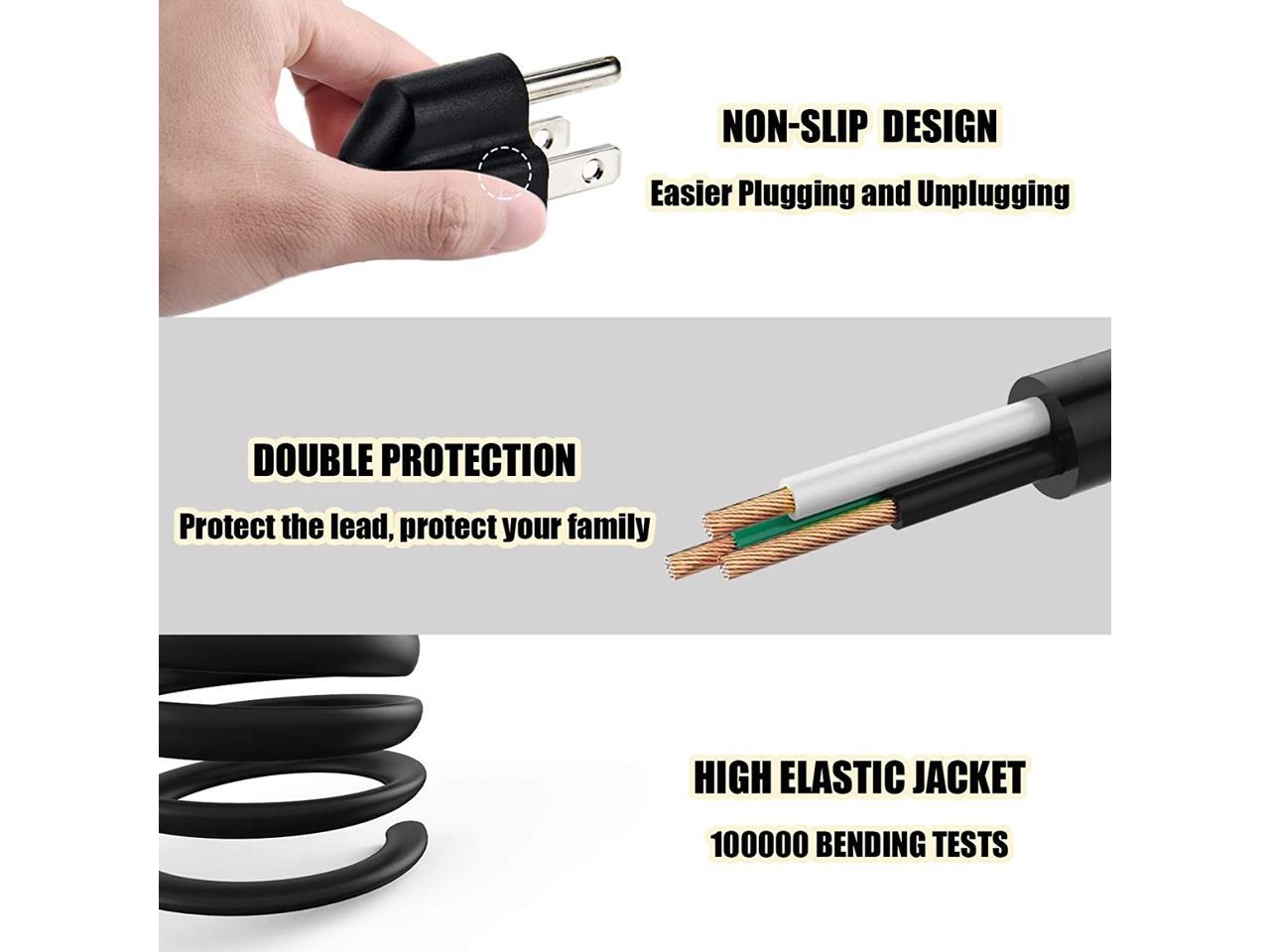 TV Power Cord, Ancable 6Feet 3 Prong Replacement AC Laptop Power Cord