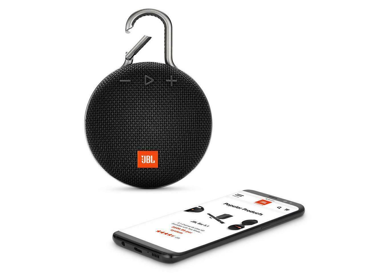 JBL Clip 3 Portable Bluetooth Waterproof Speaker (Black)