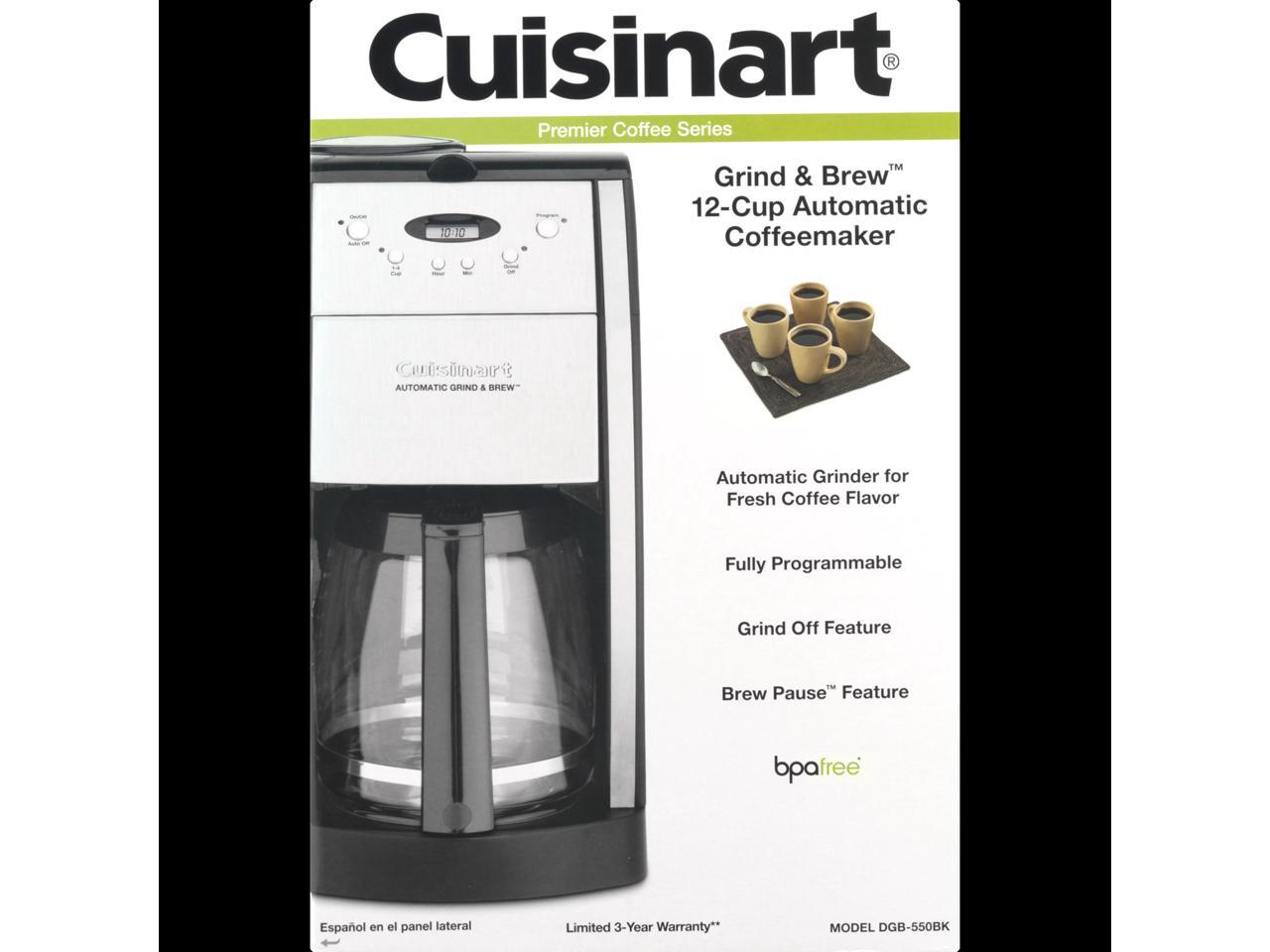 Cuisinart 12 Cup Grind and Brew Automatic Coffeemaker, Silver/Black DGB