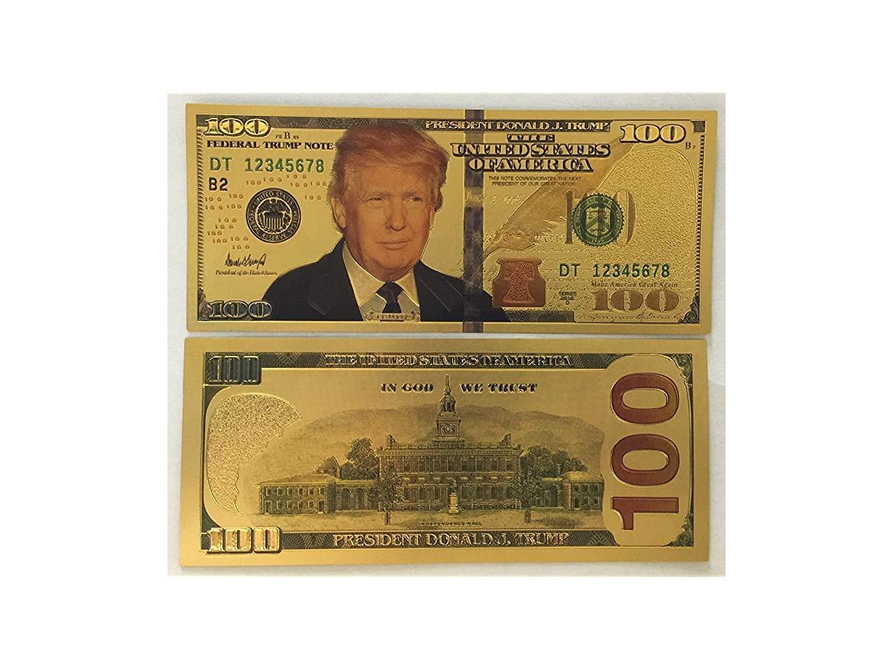 Donald Trump Authentic 24kt Gold Plated Commemorative $1000 Bank Note Very Nice 