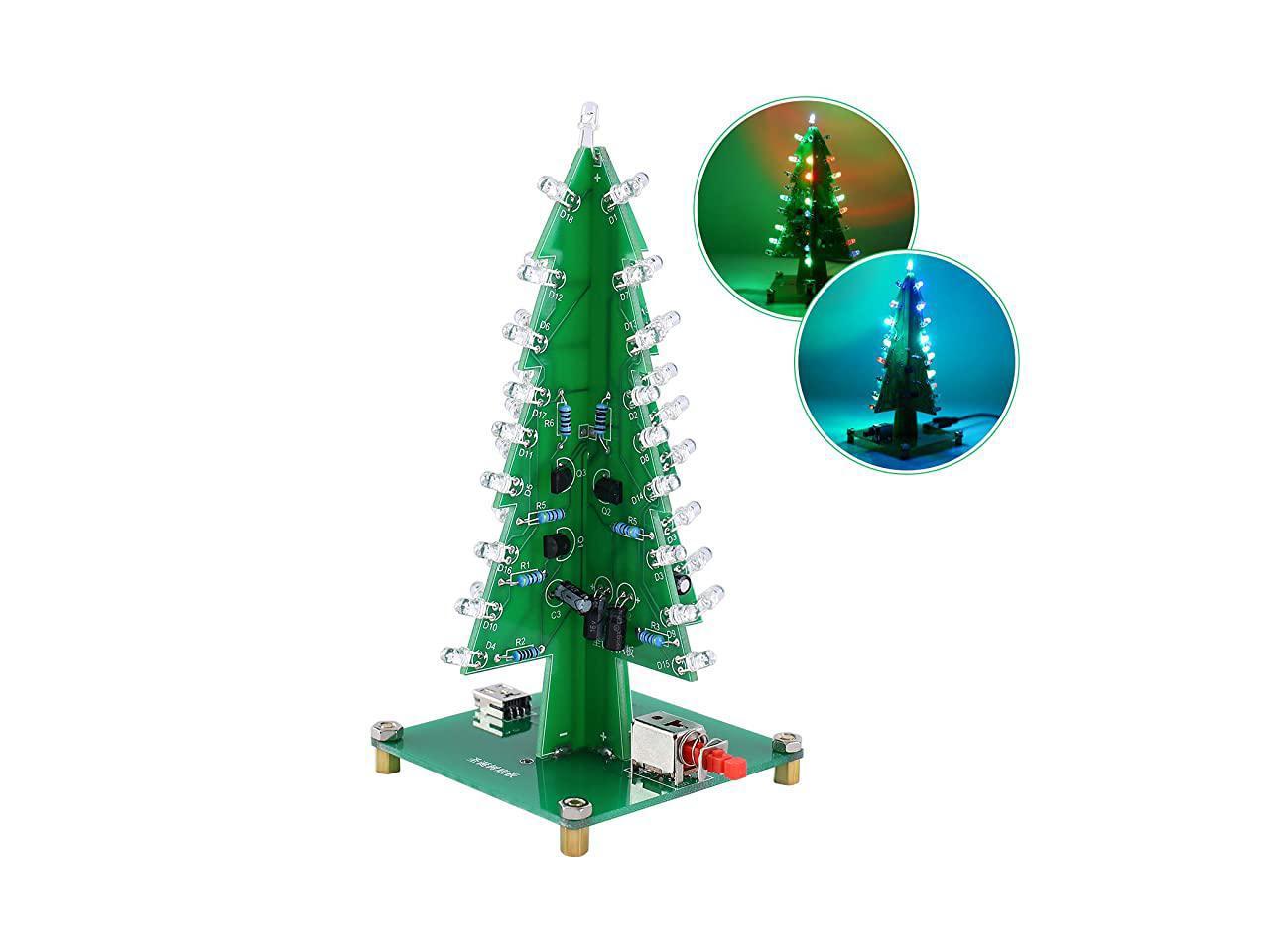 RGB LED Flashing Christmas Tree DIY Kits Electronics Soldering Colorful ...