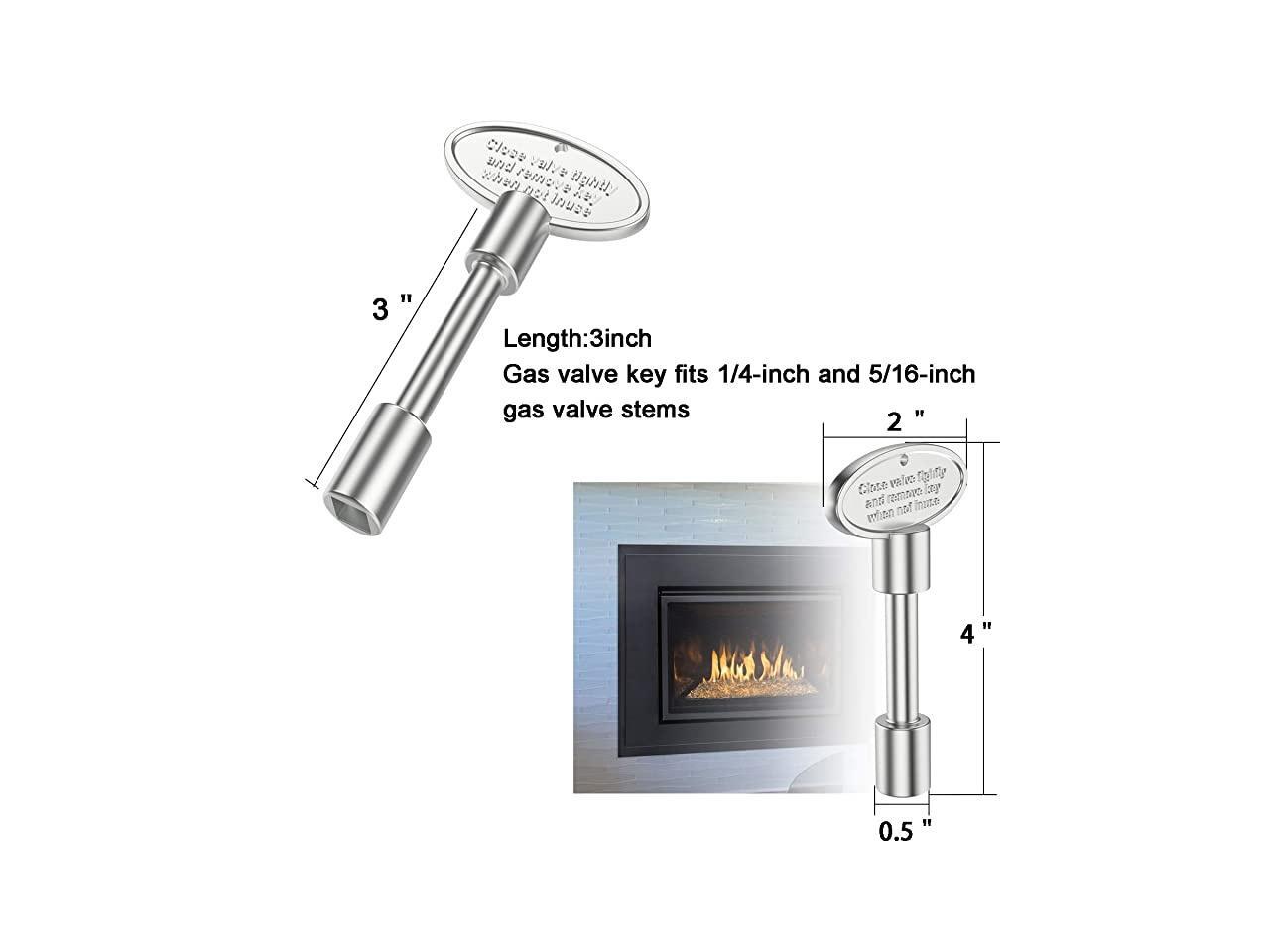 Universal Gas Valve Key for Gas Fire Pits and Fireplaces 3quot Chrome