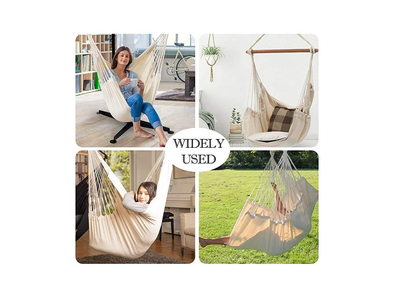 Chair Hanging Rope Swing Seat for Indoor Outdoor Sturdy Cotton Weave