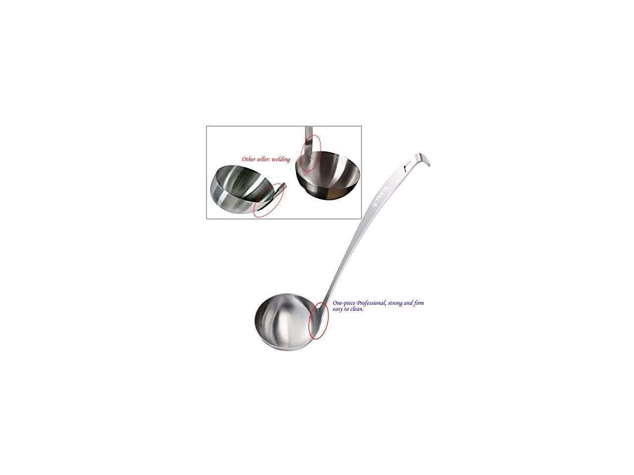 TENTA KITCHEN Professional Large Stainless Steel Serving Ladle Spoon Gravy Ladle Soup Spoon For School Canteen,Hotel Kitchen,Restaurant 3.86x17 