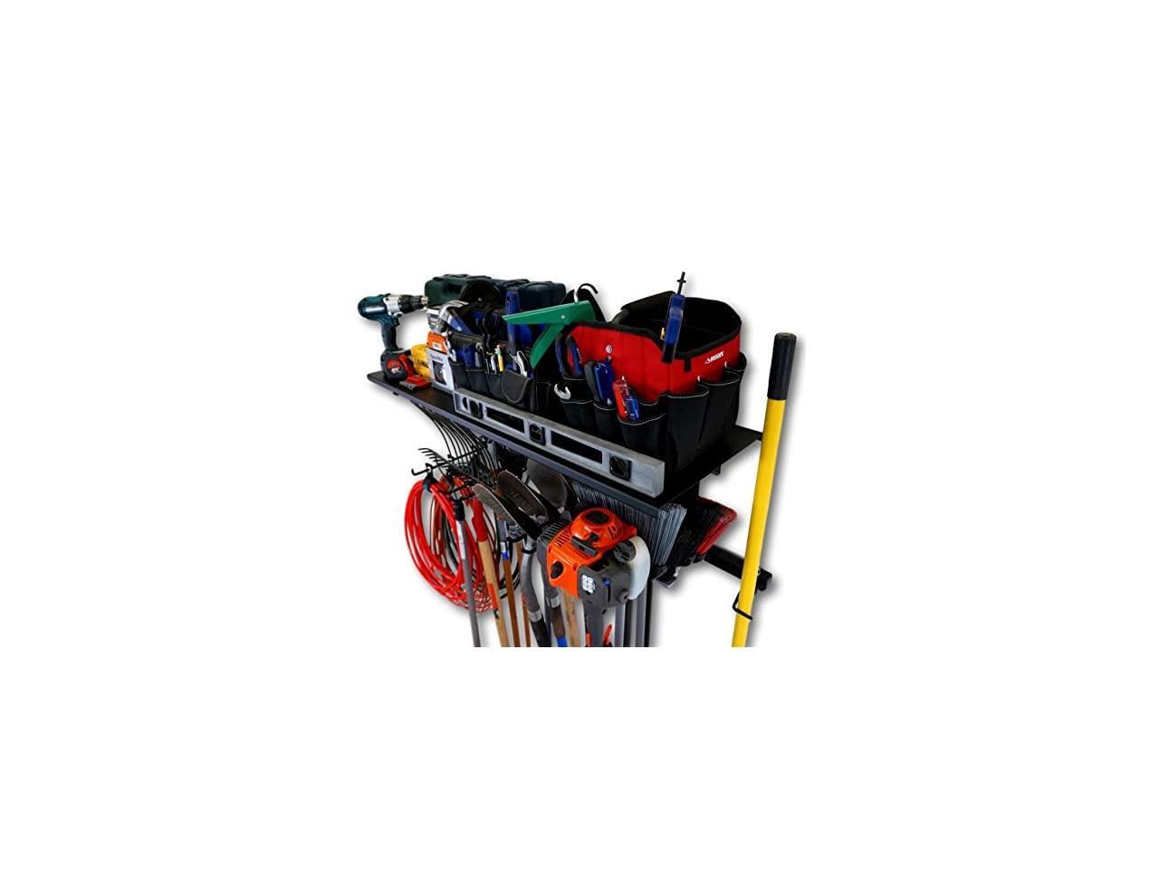 Garage Pro Tool Storage Rack, Equipment Organizer, Wall Mount Hanger With Overhead Shelf
