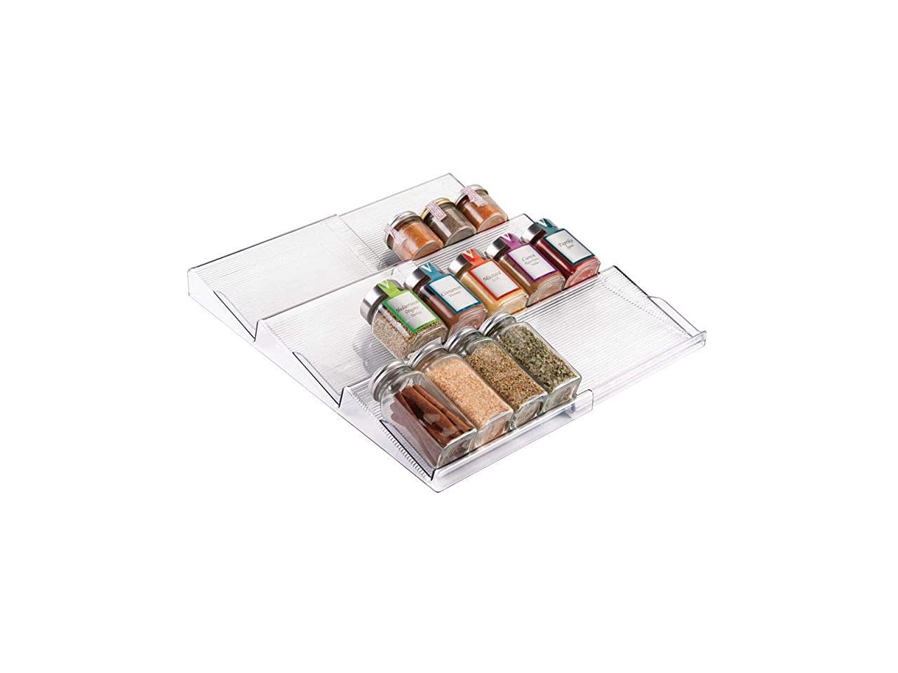 Adjustable, Expandable Plastic Spice Rack, Drawer Organizer for Kitchen