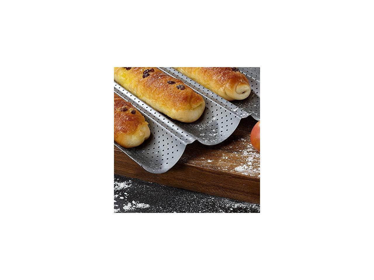 Nonstick Perforated Baguette Pan 15" x 13" for French Bread Baking 4 Wave Loaves Loaf Bake Mold