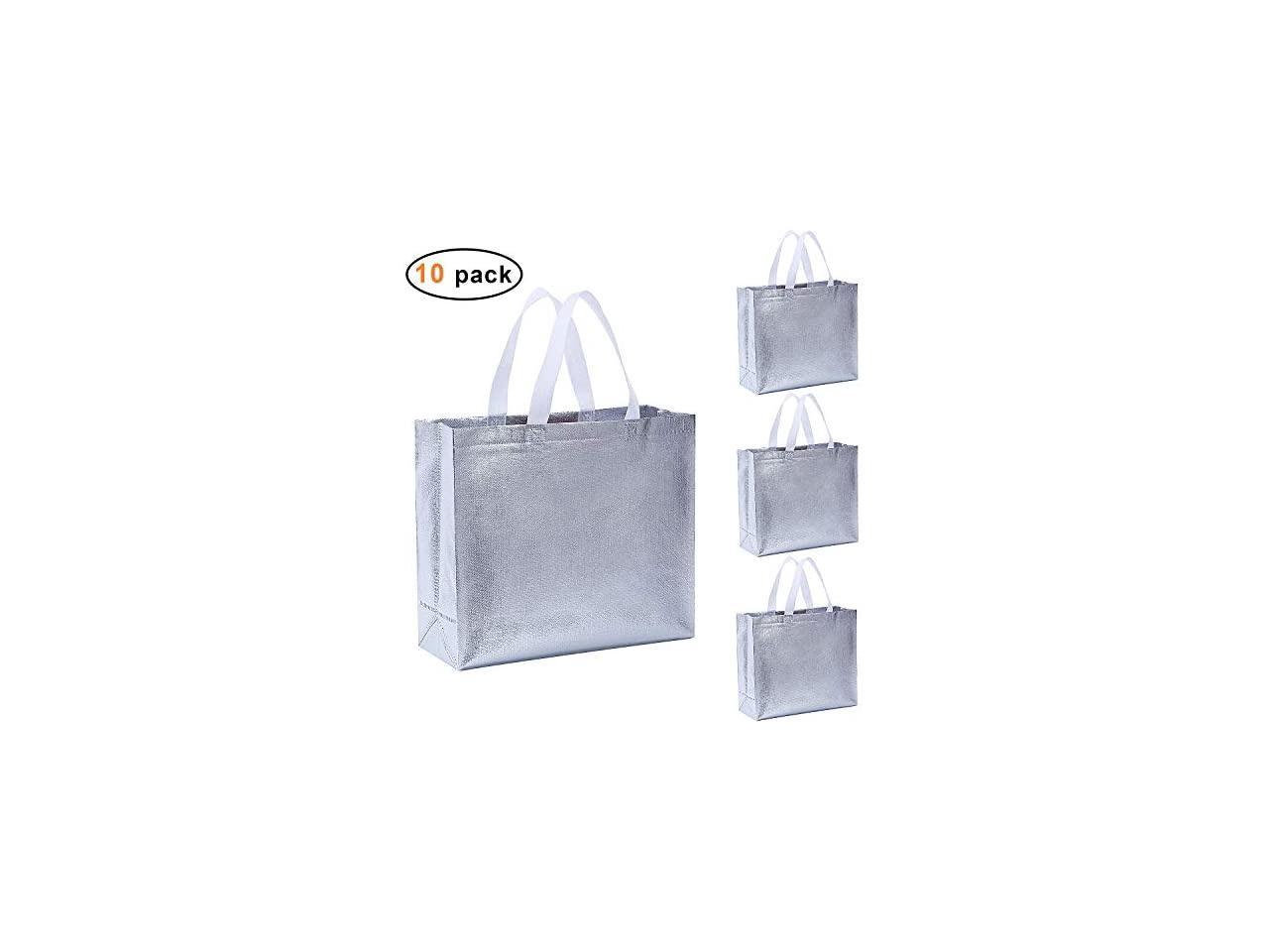 Download Glossy Glitter Durable Reusable Grocery Bag Tote Bag Handles Bag Medium Non Woven Fashionable Present Bag Gift Bag Goodies Bag Shopping Bag Promotional Bag Totes Bulk Bags Set Of 10 Silver Newegg Com