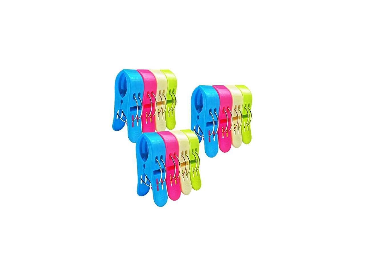 4 Pcs Big Beach Towel Clips for Chair Loungers Holders Clothes Pegs Pins Hanging 