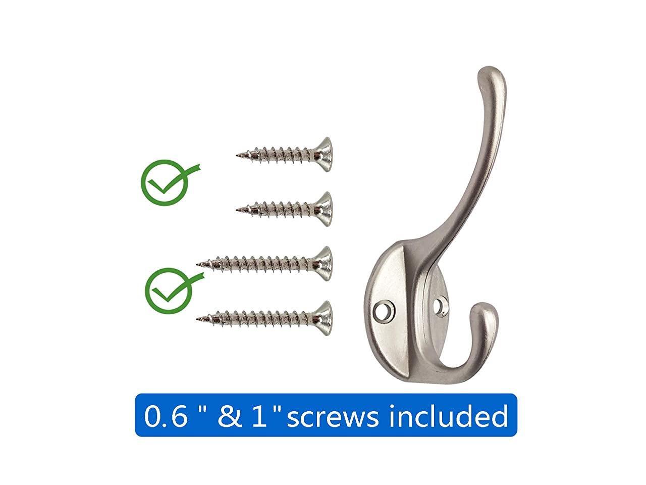 Pack Heavy Duty Dual Coat Hooks Wall Mounted with 40 Screws Retro Double Hooks Utility Black