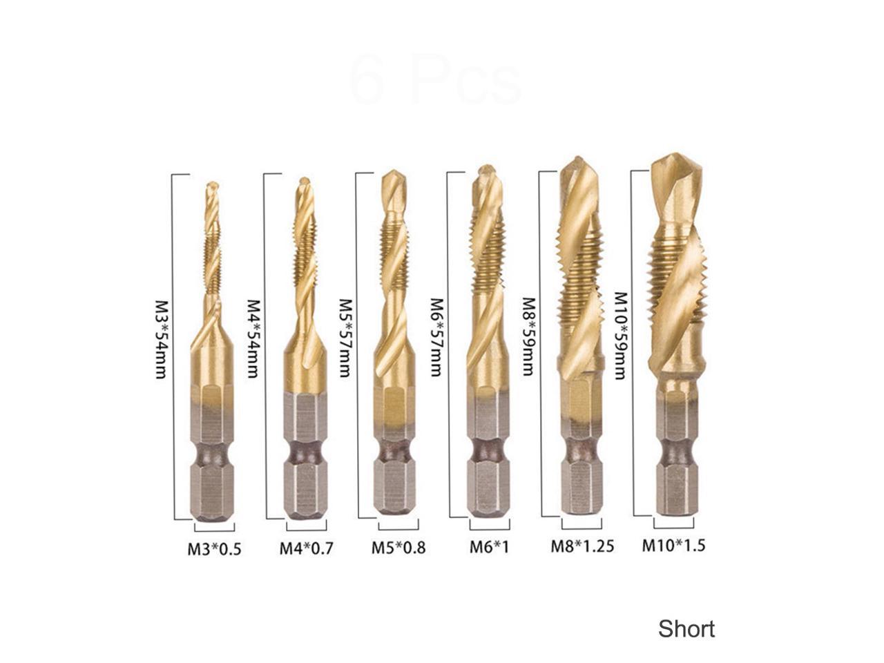Details about  / New 6pcs HSS Combination Drill And Tap Bit Sets Spiral Screw Tap 1//4 Hex Shank