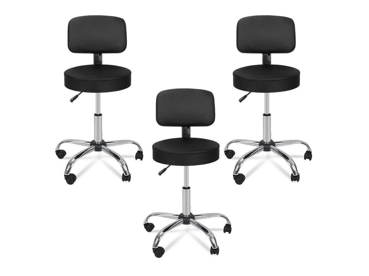 2x Hydraulic Adjustable Rolling Rotatable Chair Massage Stylist Salon Equipment 
