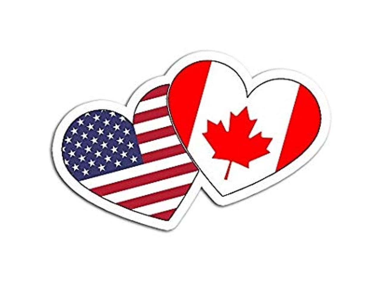 Canada Usa Flag Heart Canadian Americans Love Cute Sticker Graphic