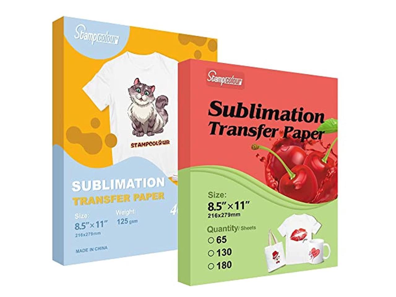 Stampcolour Sublimation Paper Heat Transfer Paper 8.5x11 inch A4 130 Sheets for Any Epson HP Canon Sawgrass Inkjet Printer with Sublimation Ink for Mug T-Shirt,Light Fabric DIY 125gsm 