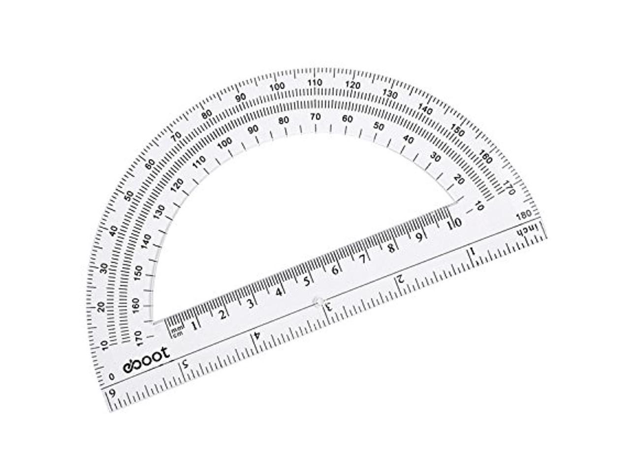 Clear 6 Inches and 4 Inch 2+2 Pack Plastic Protractors 180 Degrees 