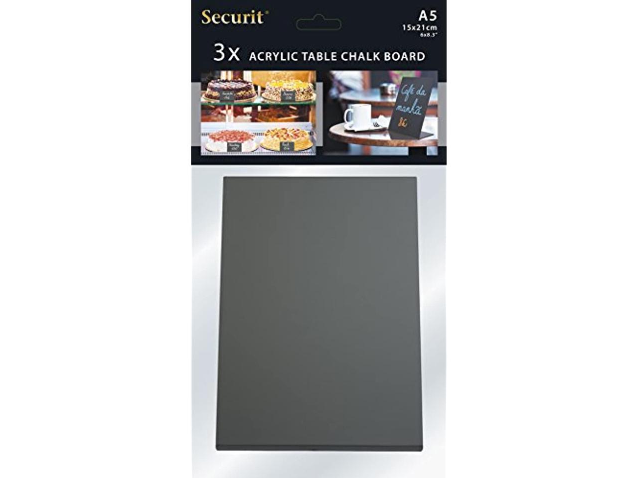 Securit TBABLA5 Tabletop Chalkboard 5-7⁄8 L x 3 W x 8-1/4 H 