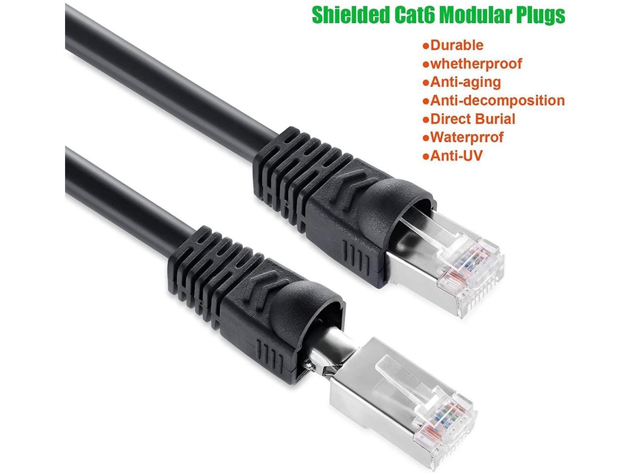 Outdoor Ethernet 25ft Cat6 Cable IMONTA Shielded Grounded UV Resistant Waterproof Buried-able Network Cord