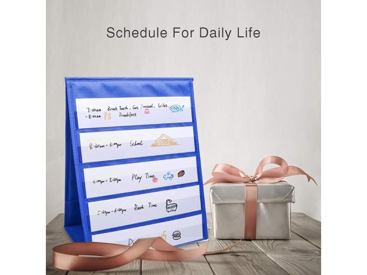 Double Sided an... Tabletop Desktop Pocket Chart with Bonus 20X Dry Erase Cards 