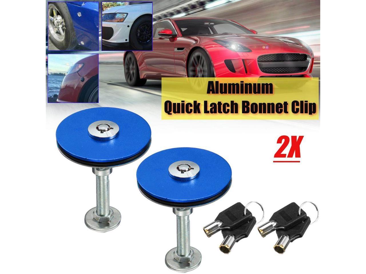 1 Set Auto Car Engine Lock Bonnet Locking Hood Latch Pin Kits Silver&Blue 
