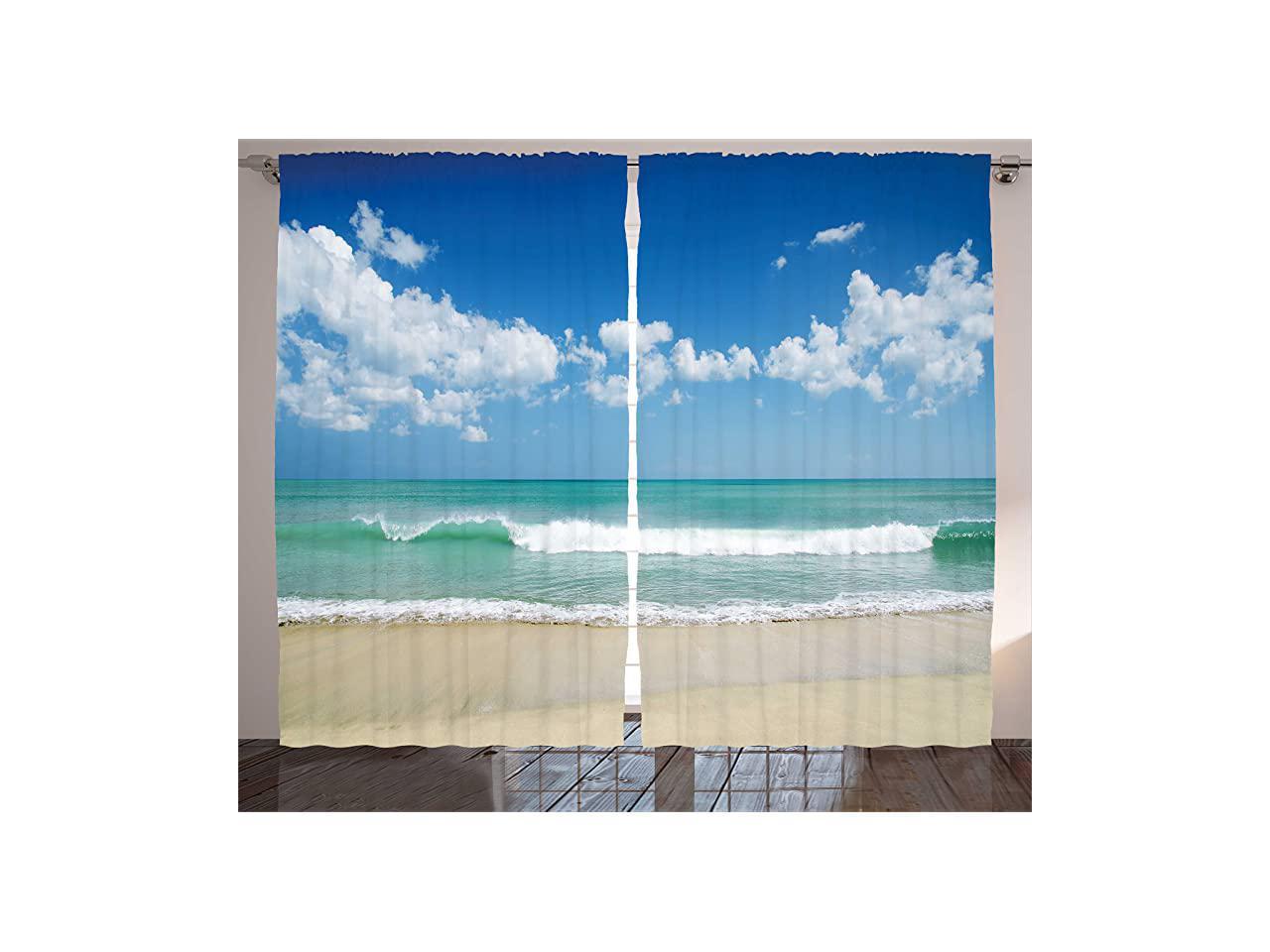 Sea Ocean Print Living Room Bedroom Window Drapes 2 Panel Set 