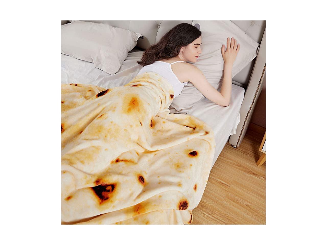 Burrito Blanket Round Flannel Fleece Versatile Soft Warm Throw Sofa Bedding Food 