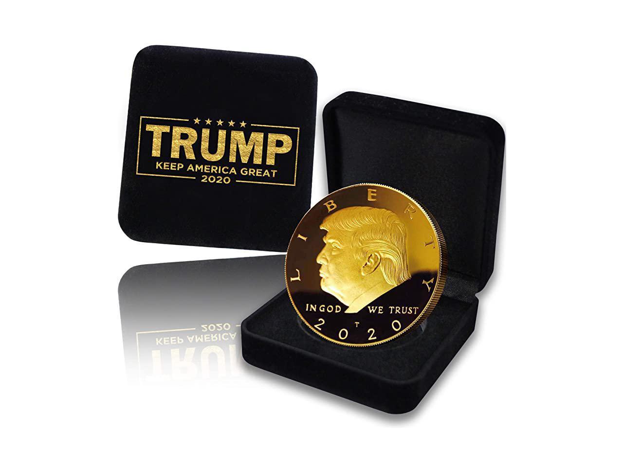 2pcs Donald J Trump 2020 Keep America Great Challenge Coins Gold Plated KAG 