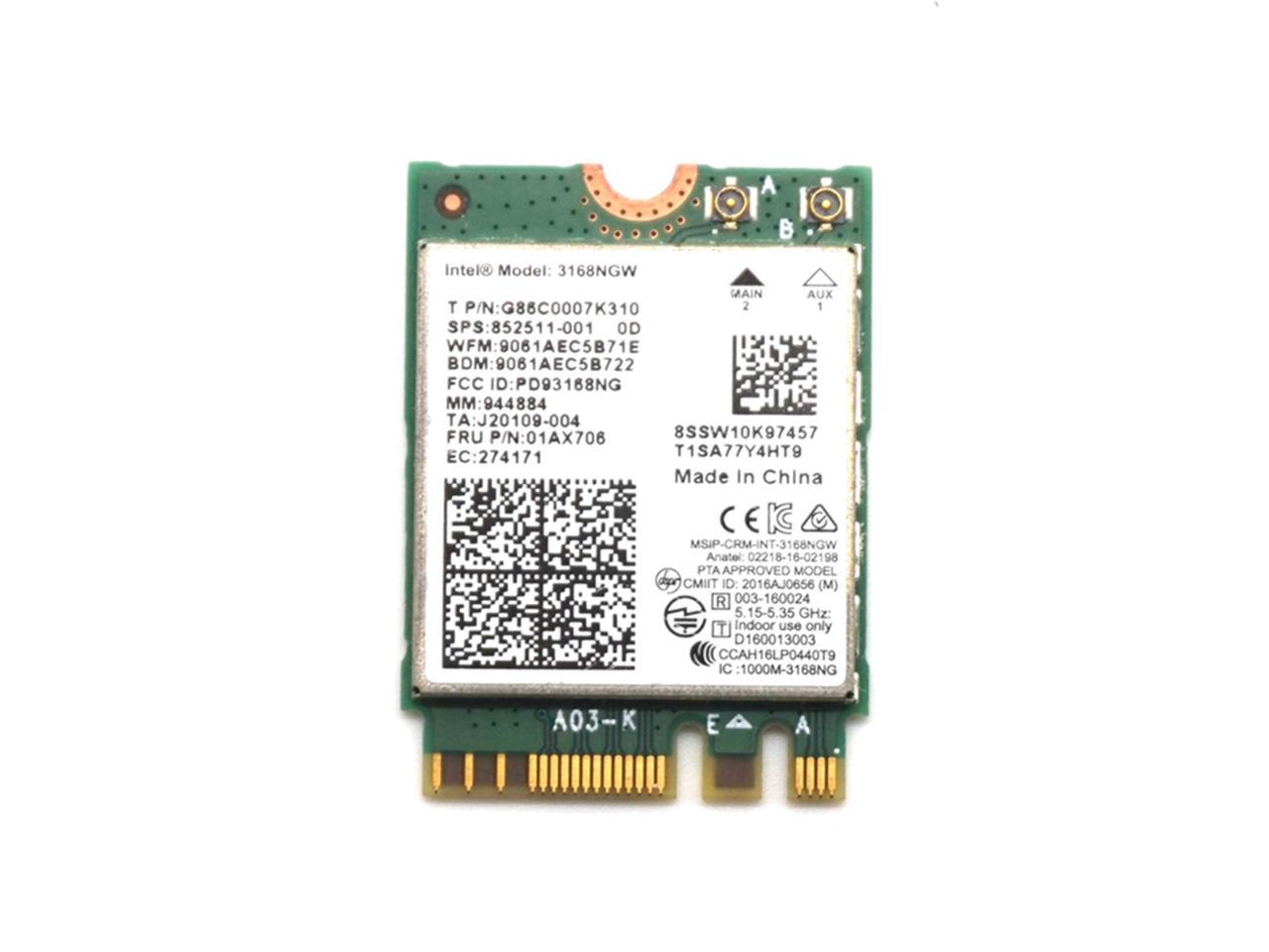 Dual Band Wireless Mini WLAN for Intel 3168 AC 3168NGW NGFF M.2 802.11ac WiFi Bluetooth 4.2 Card 2.4G 5Ghz Network Wi-FI Adapter