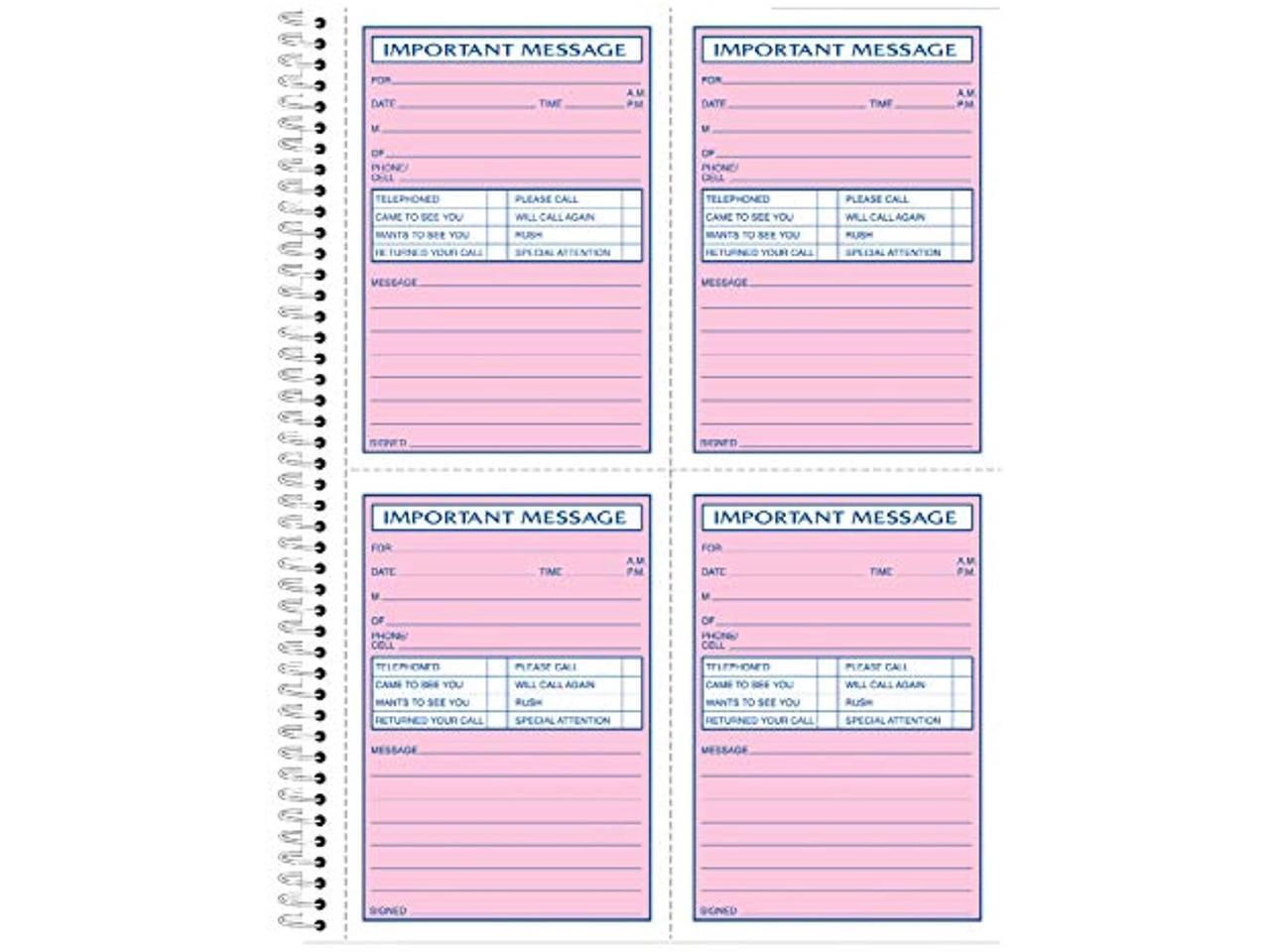 Carbonless 4 Messages per Page Spiral Bound 2-Part White and Canary 400 Sets 1 Phone Message Book 