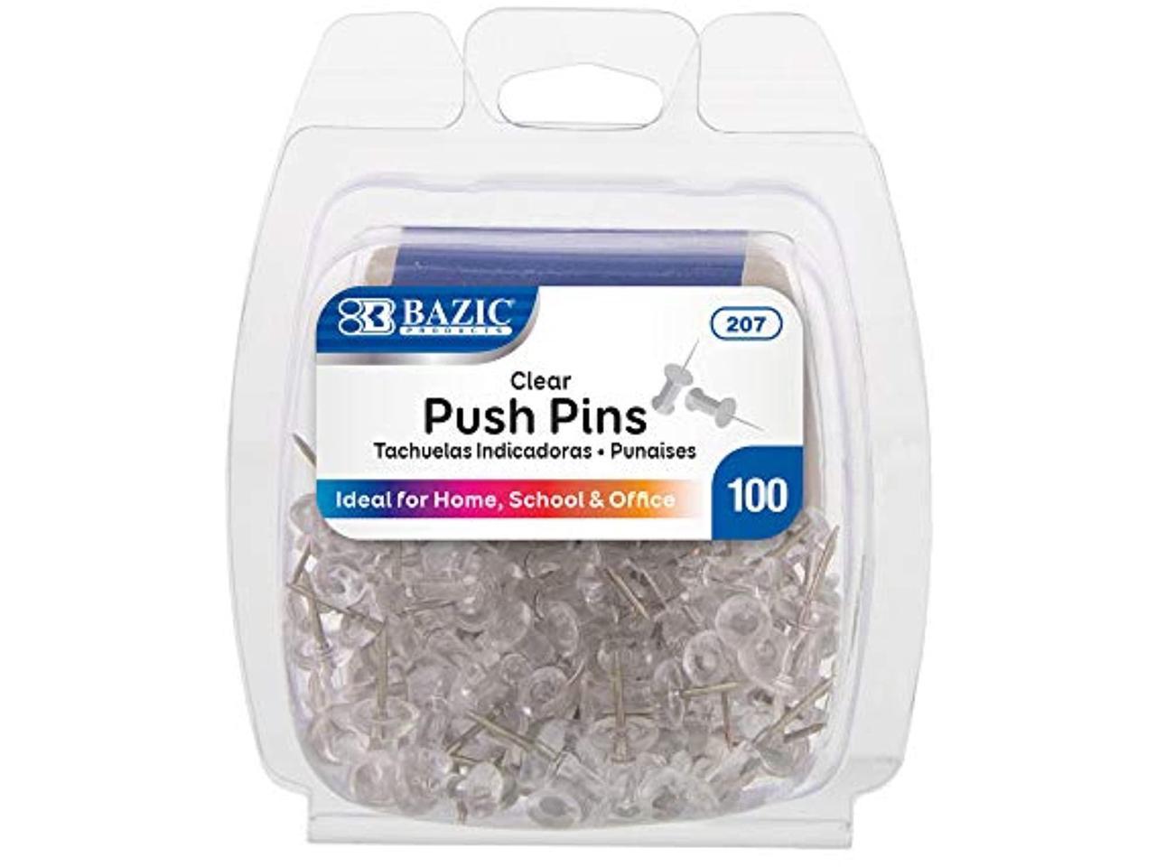 100 Pcs Push Pin Thumb Tack Clear Color 3/8" Message Board Office Pushpin 