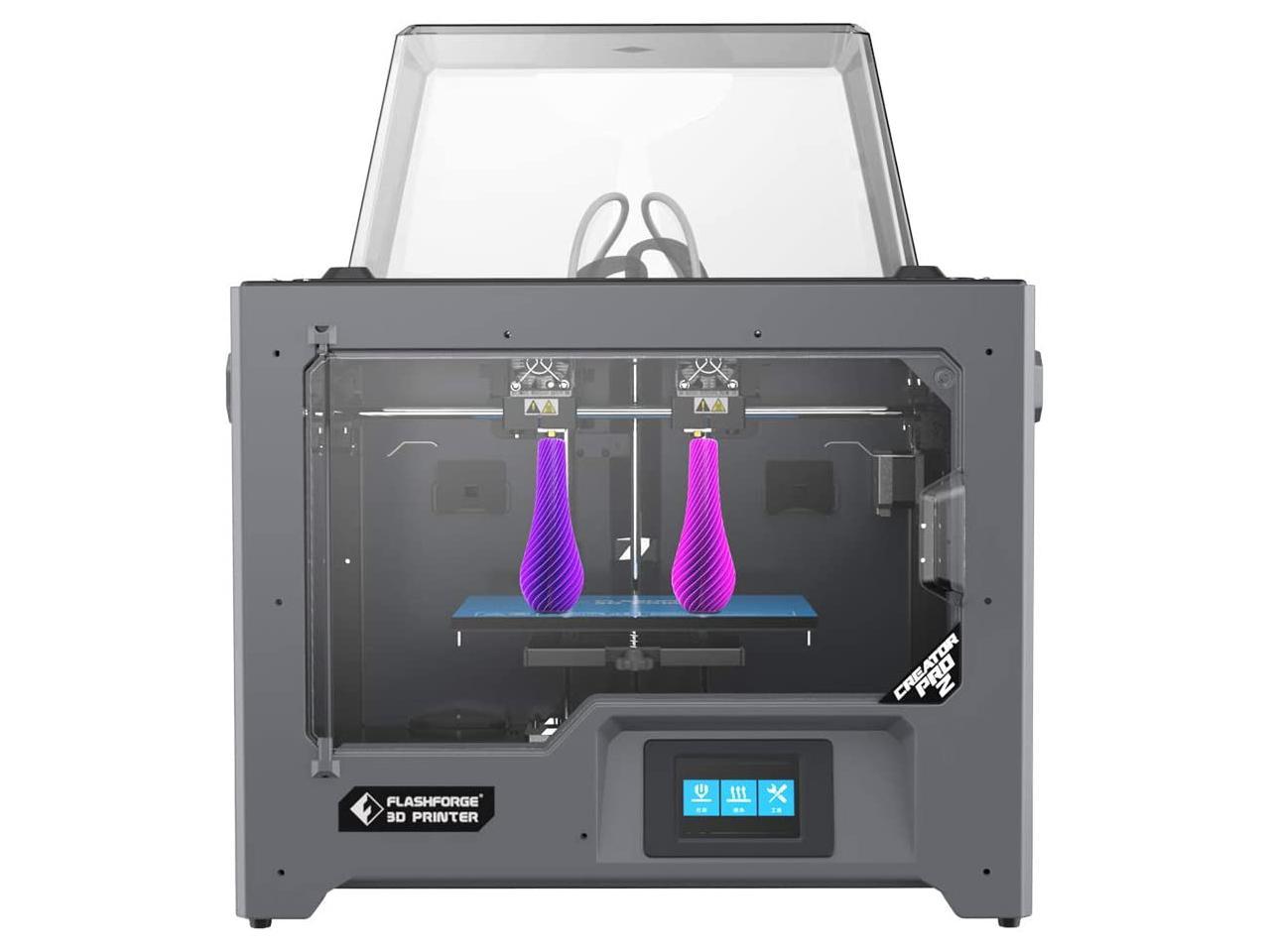 FlashForge 3D Printer Creator Pro2, Independent Dual Extruder W/2 Spools, Metal Frame Structure, Acrylic Covers, Optimized Build Platform, Works with ABS and PLA