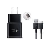 Adaptive Fast Charging USB Wall Charger and USB-C Cable for Samsung Galaxy S8 S9 Plus Note 8 Black
