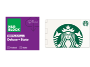 Deals on HR Block 2022 Deluxe + State Win Tax Software + $20 Starbucks Card Digital