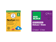 Deals on Norton 360 Standard + HR Block 2022 Deluxe + State Win Tax Software