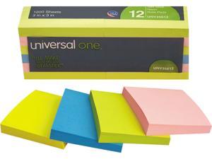 Universal 35612 Universal Standard Self-Stick Neon Color Note Pads UNV35612 UNV 35612