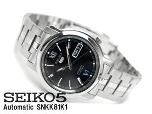 Seiko 5 Automatic Black Dial Stainless Steel Mens Watch SNKK81
