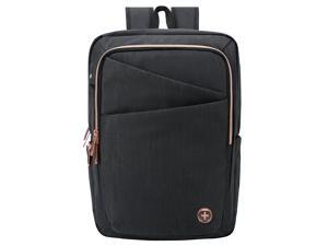 Swissdigital Katy Rose Backpack, 15.6? Laptop Pocket – Large Capacity – Durable Materials - Patented Smart USB Charging System – RFID Protection – Trolley Sleeve, Black (SD1006-01)