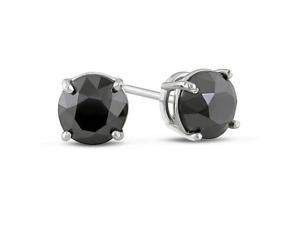 14KW 2ct TDW Black Diamond Solitaire Earrings Traditional-Basket