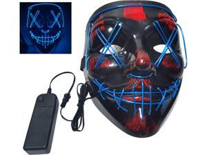 Glow Mask Modes Adjustable EL Wire Light Up Skull Luminous Mask Costume Party for Halloween (Blue, Voice-control) Glow Mask Modes Adjustable EL Wire Light Up Skull Luminous Mask Costume Party for Halloween (Blue, Voice-control)