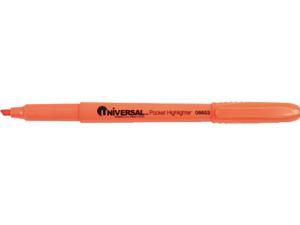 Universal 08853 Pocket Clip Highlighter- Chisel Tip- Fluorescent Orange Ink- 12/Pk