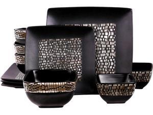 Elama Naina 16 Piece Double Bowl Stoneware Dinnerware Set