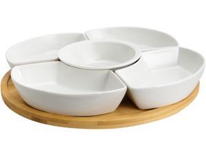 Elama Signature 12 1/4 Inch 6pc Lazy Susan Appetizer and Condiment Server Set